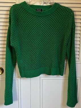 FCT With Love Green Open Knit Sweater Sz M